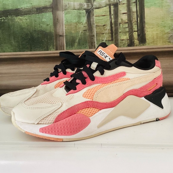 Size 9.5 - PUMA RS-X3 Mesh Pop - Bubblegum W Pink Orange Tan - Picture 2 of 12